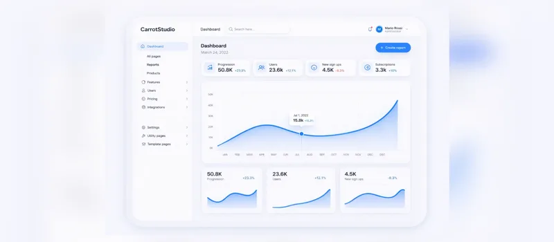 Dashboard web app professionale sviluppata da CarrotStudio